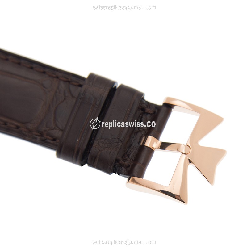 Vacheron Constantin 87172/000R-B167 TRADITIONNELLE - Automatic - 18kt Rose Gold - White Dial - Brown Alligator Buckle - View 4