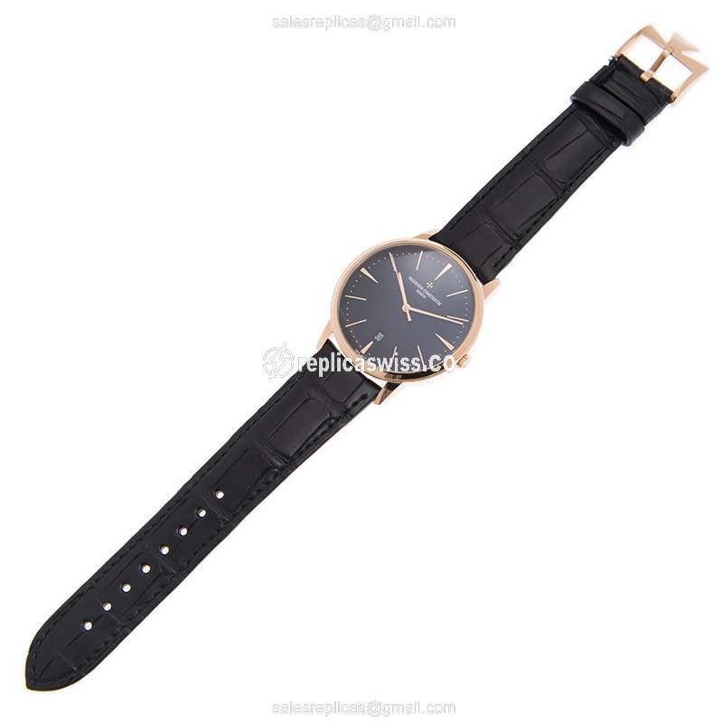 Vacheron Constantin Patrimony Traditionnelle - 18kt Rose Gold - Automatic - Black Dial - Alligator Strap - Buckle Clasp - View 2