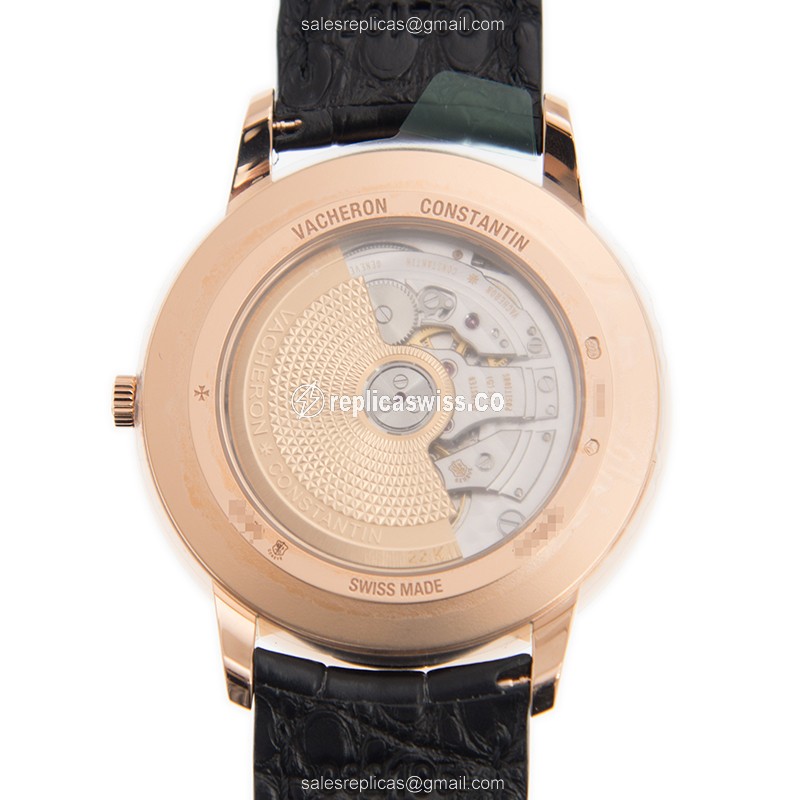 Vacheron Constantin Patrimony Traditionnelle - 18kt Rose Gold - Automatic - Black Dial - Alligator Strap - Buckle Clasp - View 3