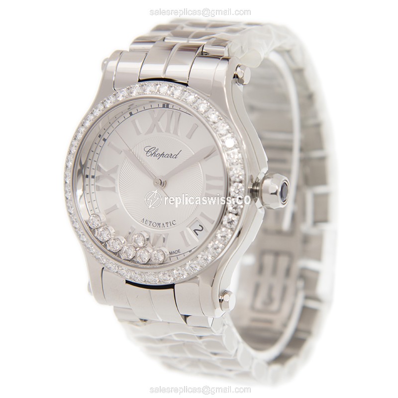 Chopard Happy Sport - Automatic - Stainless Steel & Diamond - Silver Dial - View 3