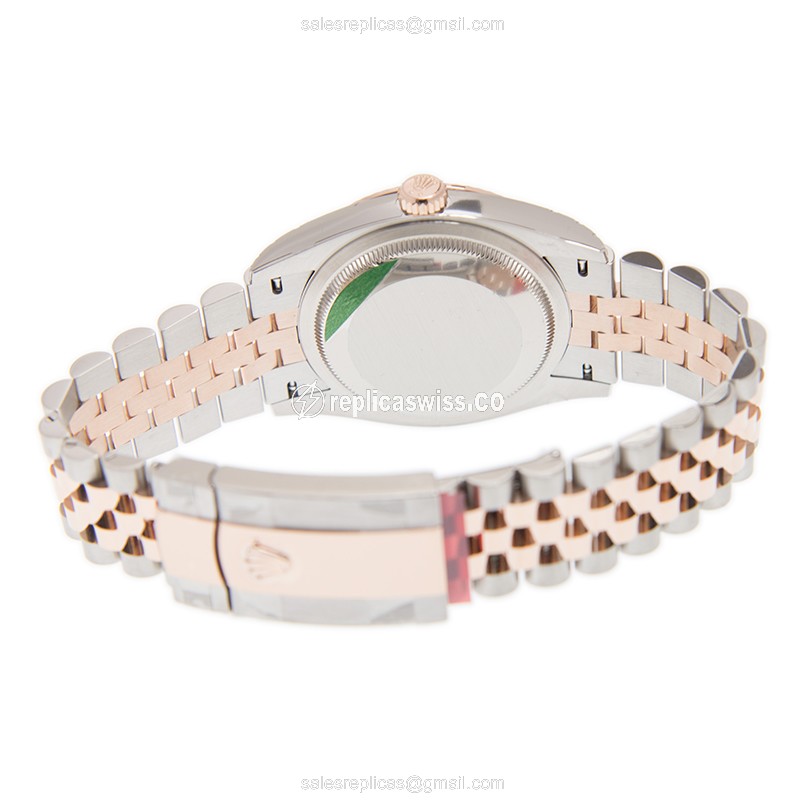 Rolex DATEJUST Replica - Automatic - 18kt Rose Gold & Steel - Brown Dial - Gold Strap - View 4