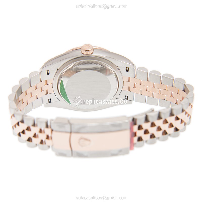 Rolex Datejust Replica - Automatic - 18kt Rose Gold Case - White Dial on Gold Strap - View 4