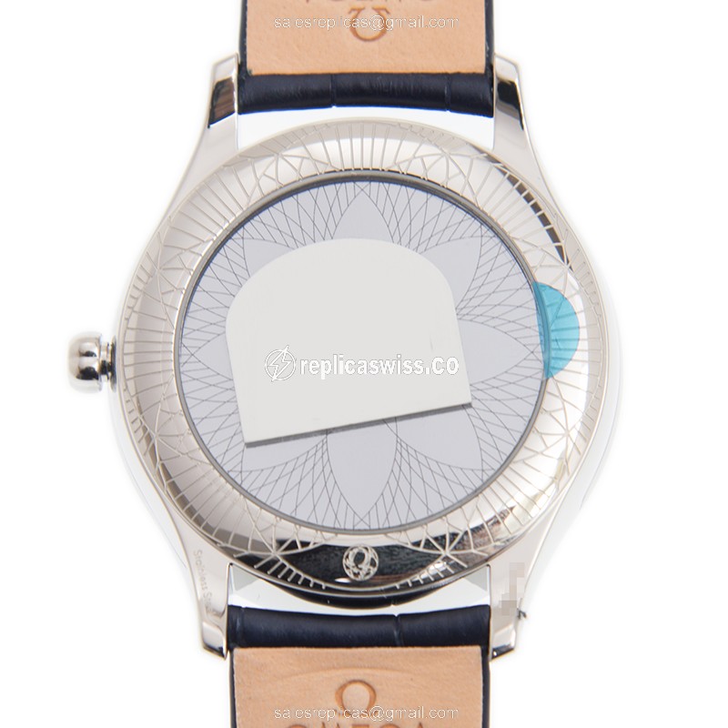 Omega DE VILLE Quartz Replica - White Dial - Steel Case - Blue Leather Strap - Buckle Clasp - View 3