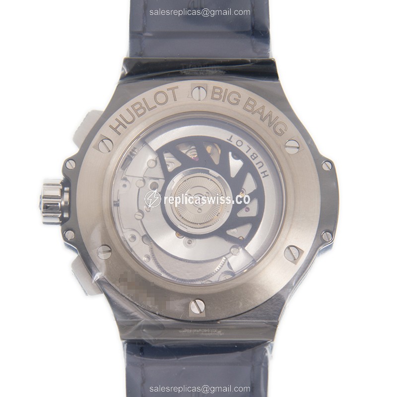 Hublot BIG BANG Replica - Automatic - Ceramic - Diamond Case - Blue Dial - Alligator Blue Strap - View 3