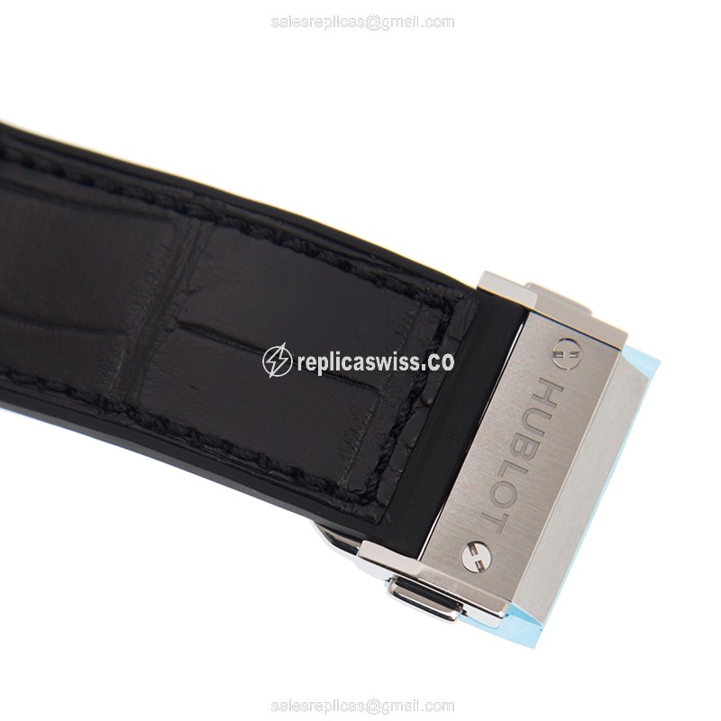 Hublot BIG BANG Replica - Automatic - Titanium Case - Silver Dial - Black Cowhide Strap - View 4