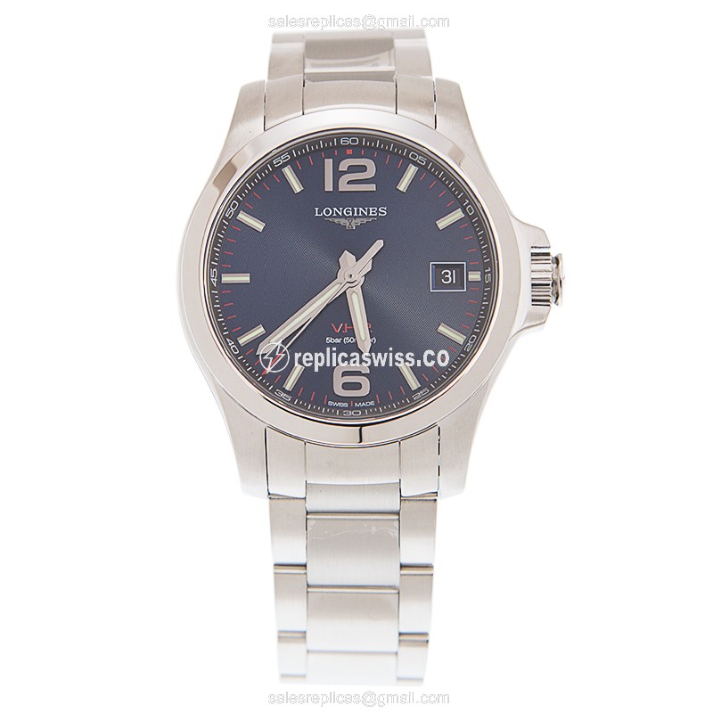 Longines CONQUEST Quartz - Blue Dial - Steel Case - Silver Strap - Clasp - View 2