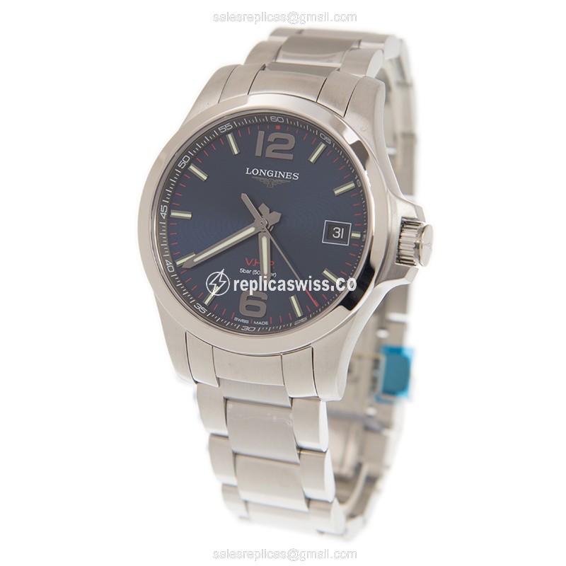 Longines CONQUEST Quartz - Blue Dial - Steel Case - Silver Strap - Clasp - View 3