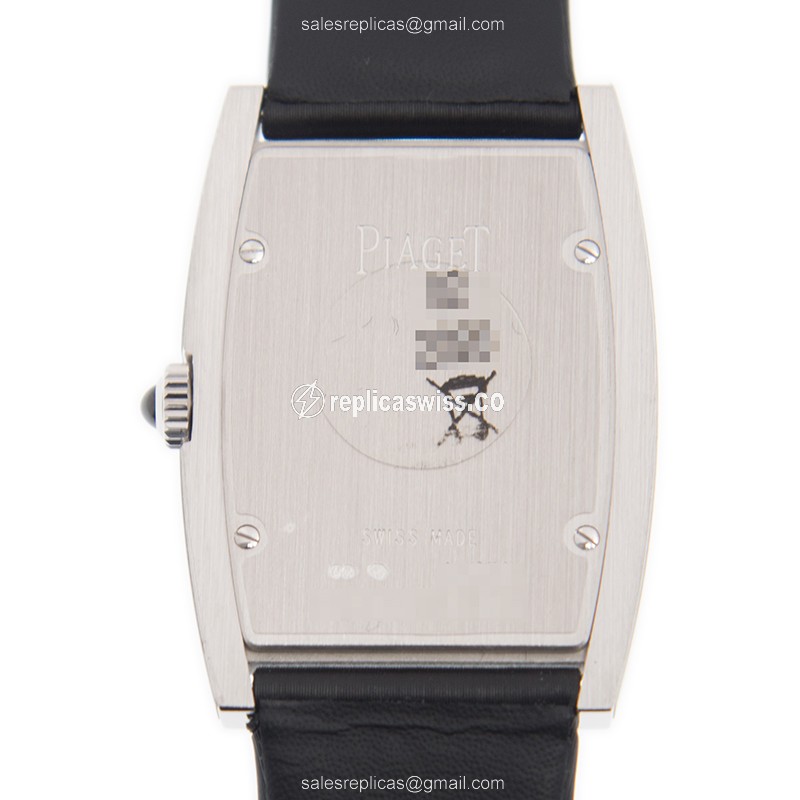 Piaget Limelight Replica - Quartz - 18kt White Gold - White Dial - Silk Black Strap - View 3