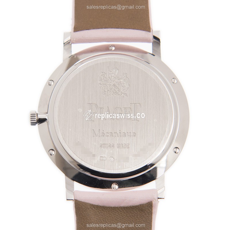 Piaget ALTIPLANO Replica - Manual - 18kt White Gold - Diamond - White Dial - Pink Silk Buckle - View 3