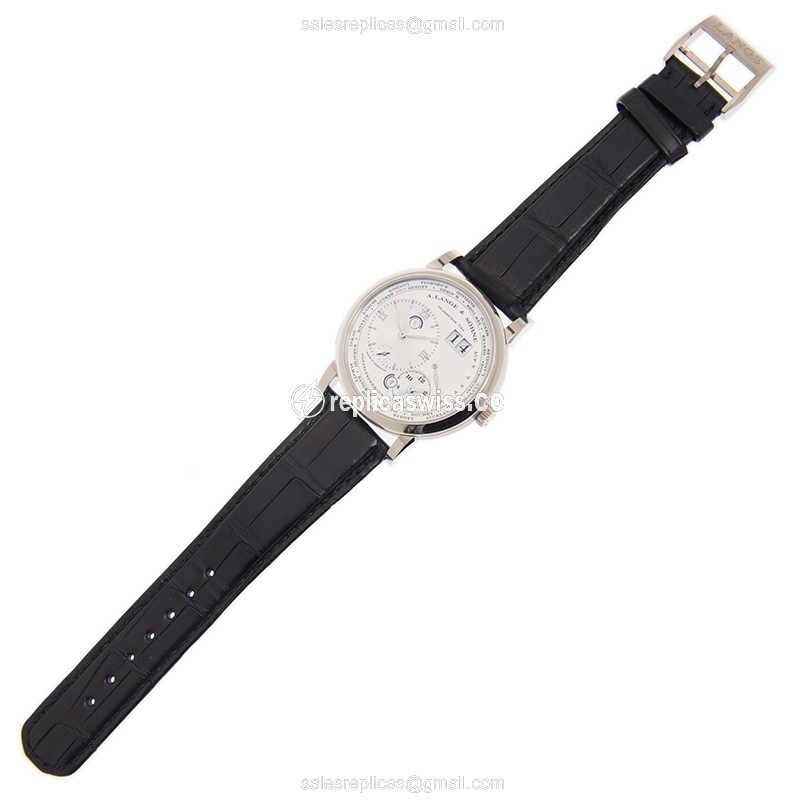 A. Lange & Sohne LANGE 1 Manual Wind 18kt White Gold - White Dial - Alligator Black Strap - Buckle Clasp - View 2