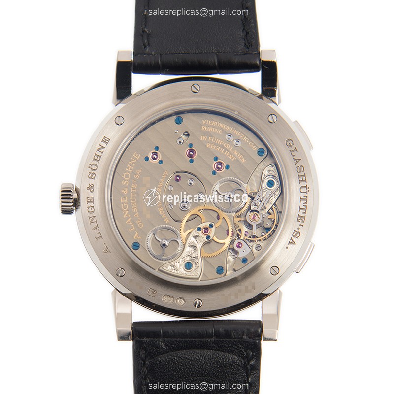 A. Lange & Sohne LANGE 1 Manual Wind 18kt White Gold - White Dial - Alligator Black Strap - Buckle Clasp - View 3