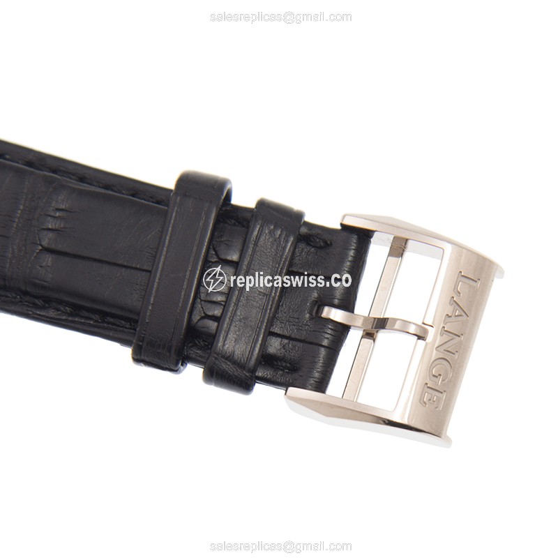 A. Lange & Sohne LANGE 1 Manual Wind 18kt White Gold - White Dial - Alligator Black Strap - Buckle Clasp - View 4