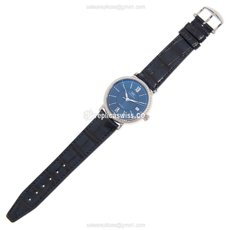 IWC Portofino Replica - Automatic - Blue Steel - Sapphire Crystal - Blue Leather Strap - View 2