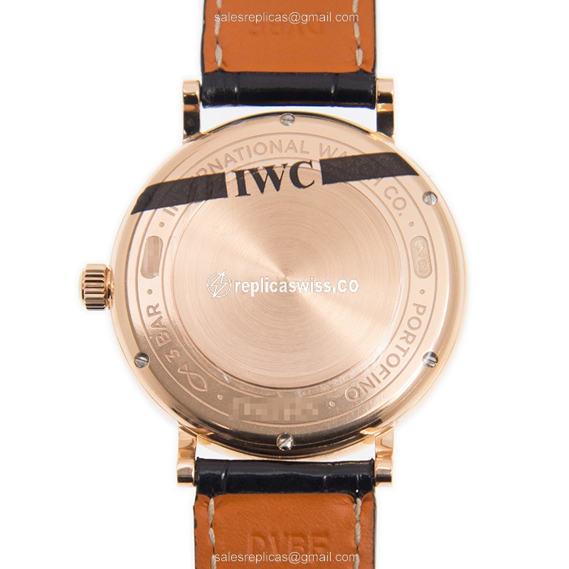 IWC Portofino Replica - Automatic 18kt Gold - Dark Grey - Black Alligator Strap - View 3