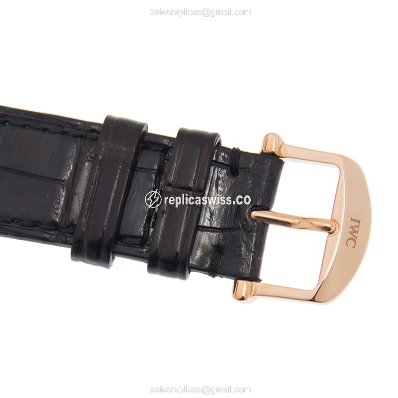 IWC Portofino Replica - Automatic 18kt Gold - Dark Grey - Black Alligator Strap - View 4