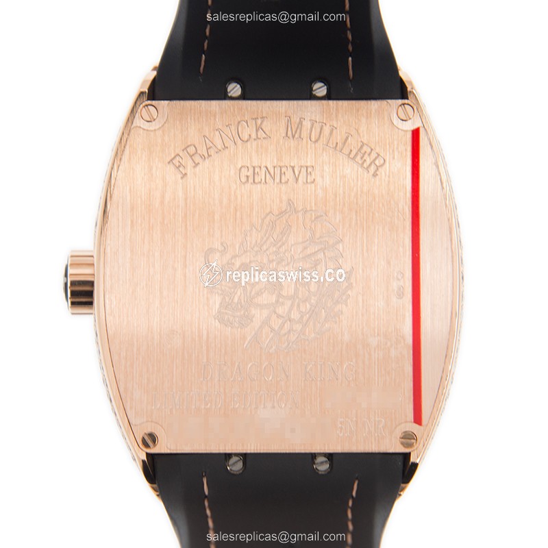 Franck Muller V 45 SC DT D DRGCD 18kt Rose Gold Auto - Black Dial - Leather Strap - Buckle Clasp - View 3