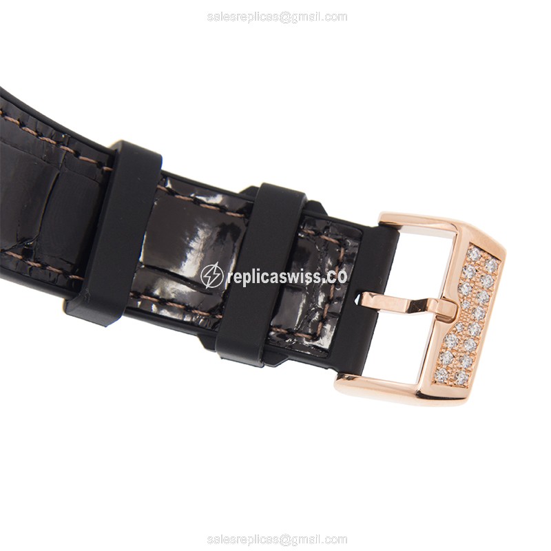 Franck Muller V 45 SC DT D DRGCD 18kt Rose Gold Auto - Black Dial - Leather Strap - Buckle Clasp - View 4