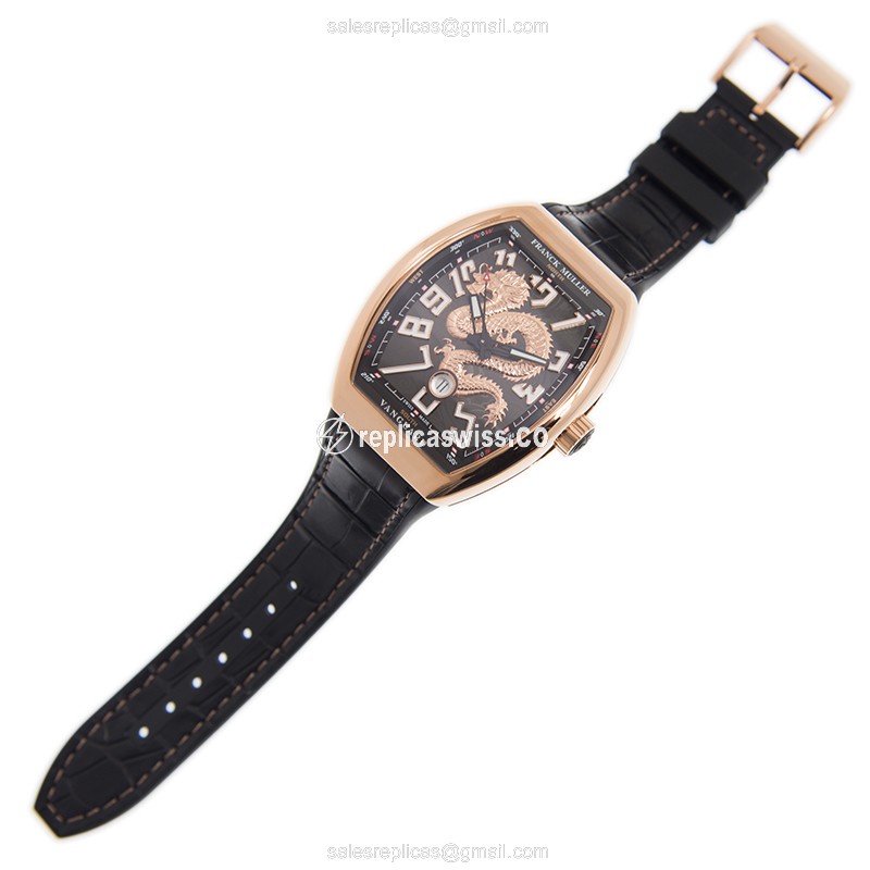 Franck Muller V45 SC DT Dragon King - 18kt Rose Gold - Automatic - Black Dial - Leather Strap - View 2
