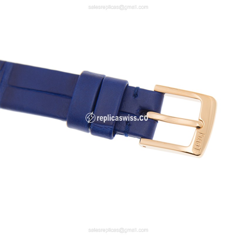 Piaget POSSESSION Replica - Quartz - 18kt Rose Gold - Diamond - White Dial - Blue Leather Strap - View 4