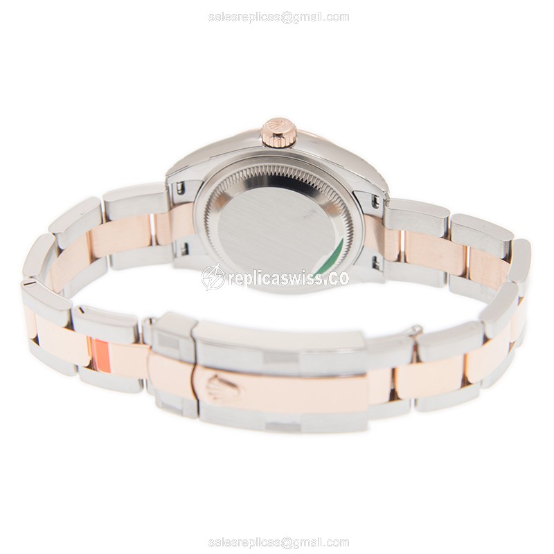 Rolex Datejust Lady Replica - Automatic - 18kt Rose Gold Case - Pink Dial on Gold Strap - View 4