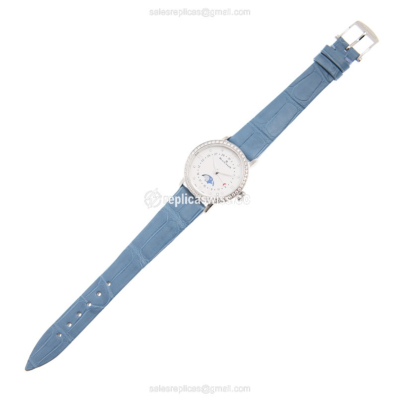 Blancpain Villeret Automatic - Stainless Steel Case - White Dial - Blue Leather Strap - Buckle Clasp - View 2