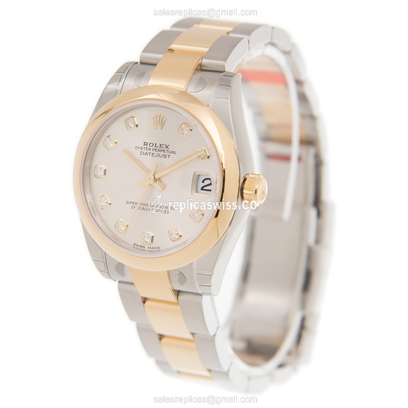 Rolex Datejust Replica - Automatic | 18kt Gold | Silver Dial | Gold Clasp - View 3