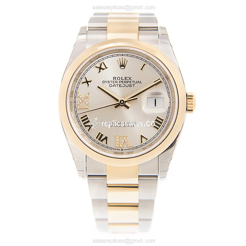 Rolex Datejust Replica - 18kt Gold Case | Automatic | Silver Dial | Gold Strap - View 2
