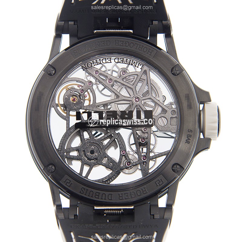 Roger Dubuis RDDBEX0705 EXCALIBUR - Automatic PVD Titanium - Skull Dial - Black Rubber Strap - View 4