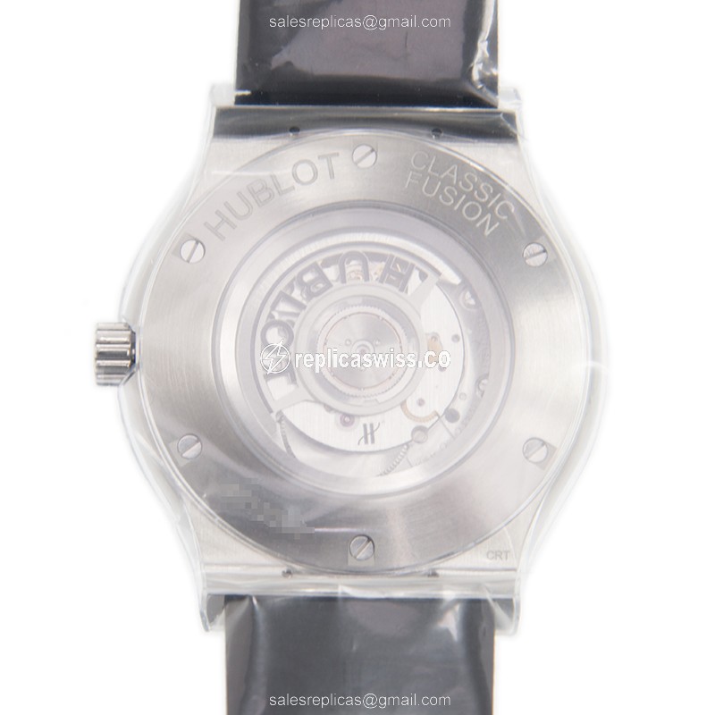 Hublot Classic Fusion Replica - Automatic - Titanium Case - Black Dial - Black Rubber Strap - View 3