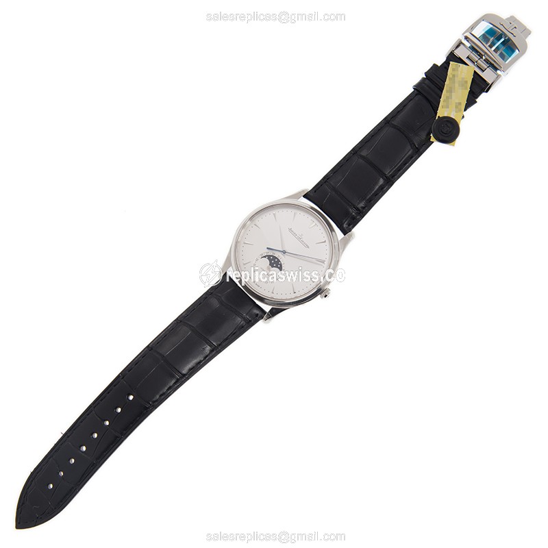 Jaeger-Lecoultre Q1368420 Replica - Ultra Thin - Automatic - Silver Dial - Steel Case - Black Alligator Strap - View 2