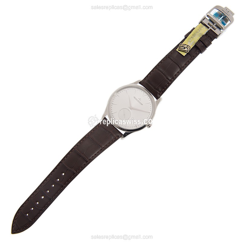 Jaeger-Lecoultre Q1358420 Replica - Ultra Thin - Automatic - Silver Dial - Brown Alligator Strap - View 2