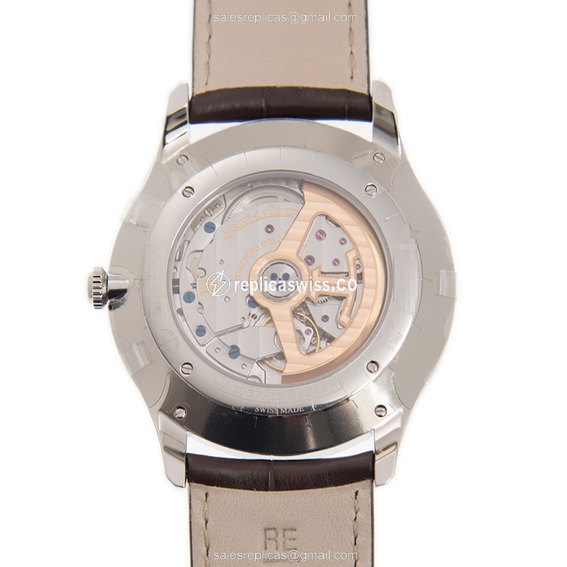 Jaeger-Lecoultre Q1358420 Replica - Ultra Thin - Automatic - Silver Dial - Brown Alligator Strap - View 3