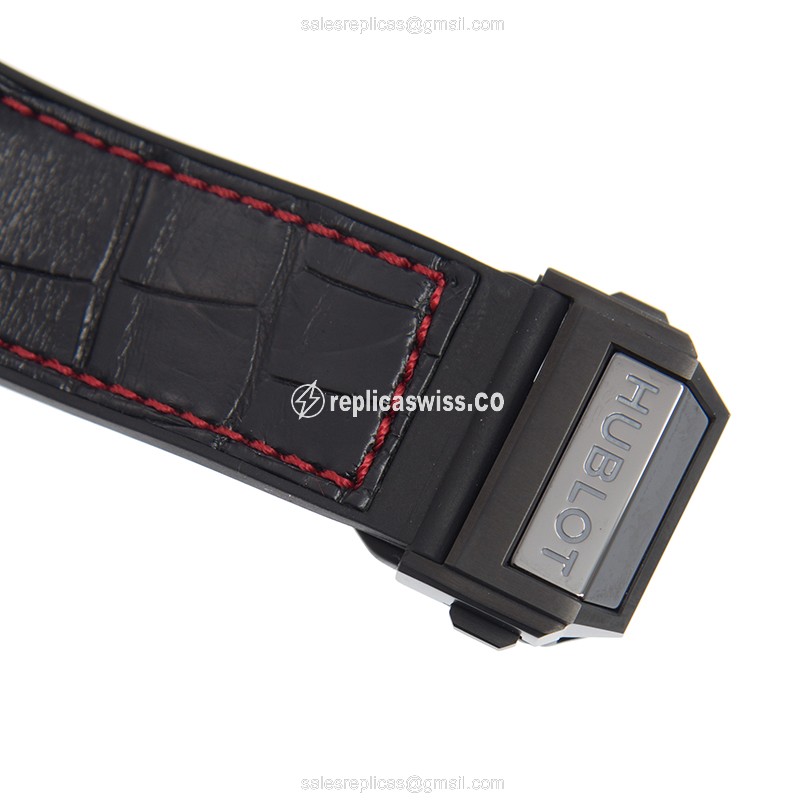Hublot BIG BANG Replica - Automatic - Black Dial - Ceramics Case - Black Alligator Strap - View 4