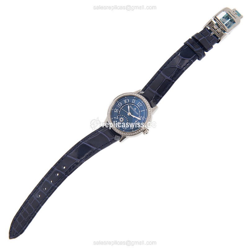 Jaeger-Lecoultre Rendez-Vous Automatic - Diamond-Set Case - Blue Dial - Alligator Blue Strap - View 2