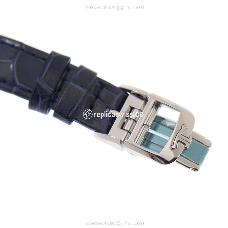 Jaeger-Lecoultre Rendez-Vous Automatic - Diamond-Set Case - Blue Dial - Alligator Blue Strap - View 4