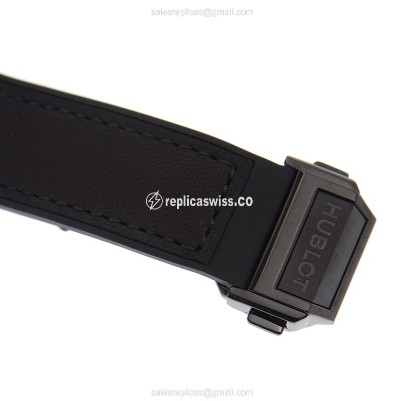Hublot BIG BANG Replica - Automatic - Black Dial - Ceramic Case - Black Alligator Strap - View 4