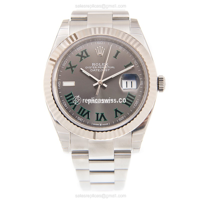 Rolex DATEJUST Replica | Automatic | 18kt White Gold & Steel | Gray Dial - View 2