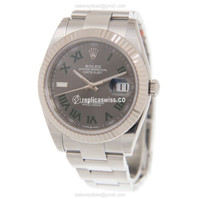 Rolex DATEJUST Replica | Automatic | 18kt White Gold & Steel | Gray Dial - View 3