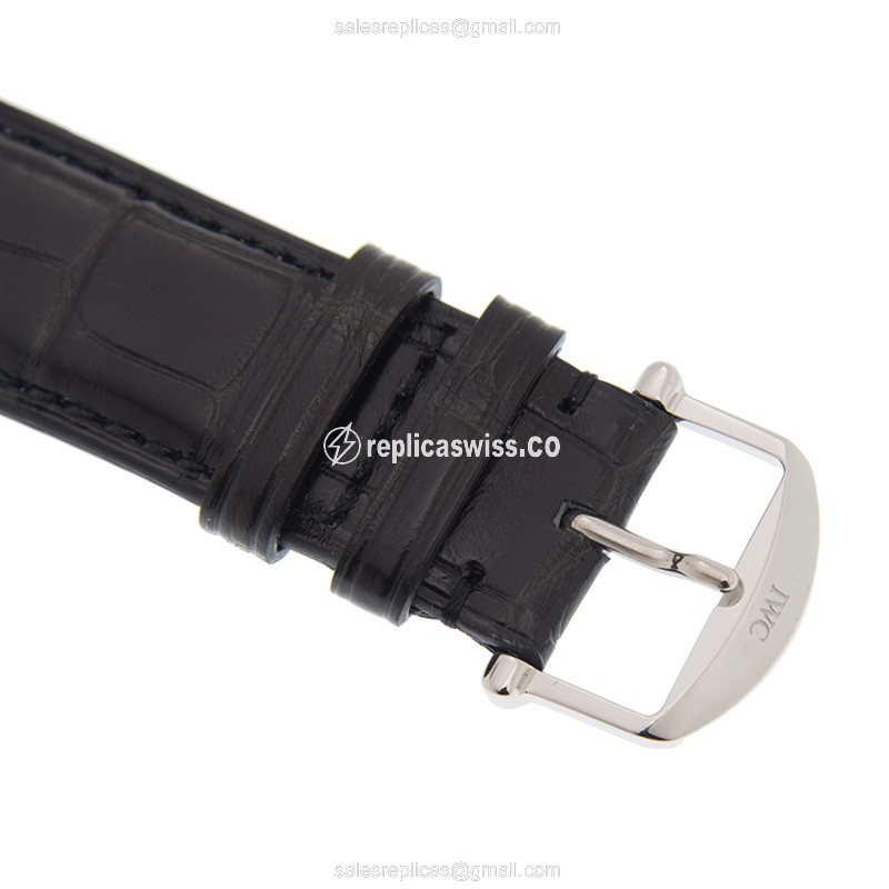 IWC Portofino Replica - Automatic - Stainless Steel - White Dial - Black Alligator Buckle - View 4