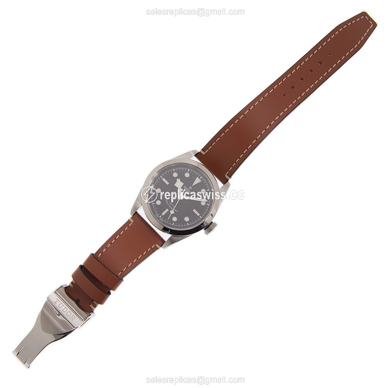 Rolex Heritage Ranger Replica - Automatic - Stainless Steel - Black Dial - Brown Leather Strap - View 2