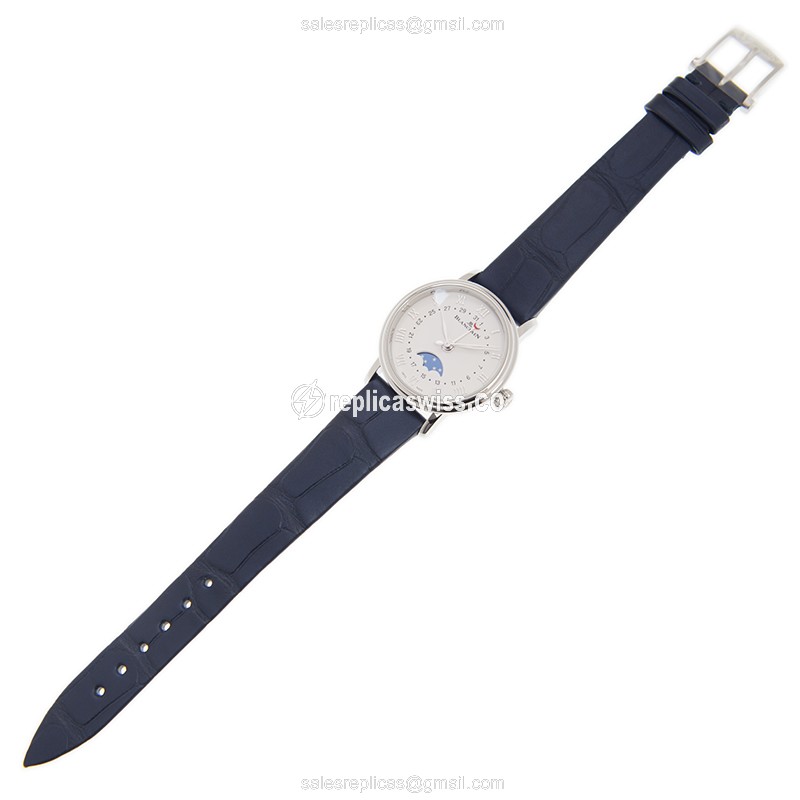 Blancpain Villeret Replica - Automatic - Stainless Steel - White Dial - Blue Alligator Buckle - View 2