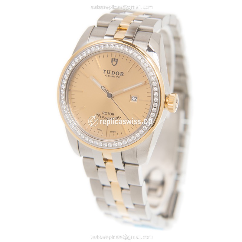Tudor Glamour Date Replica - Automatic - Gold - Gold Strap - Clasp - View 3