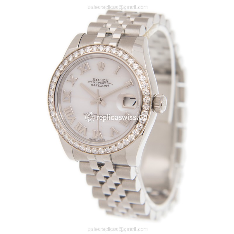 Rolex Datejust Replica - Automatic - Stainless Steel & Diamonds - White Dial - Silver Clasp - View 3