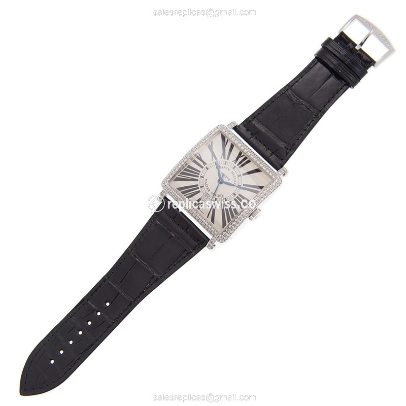 Franck Muller 6000 K SC DT R D OG Replica - Automatic - White Gold Case - Diamond Bezel - Silver Dial - View 2