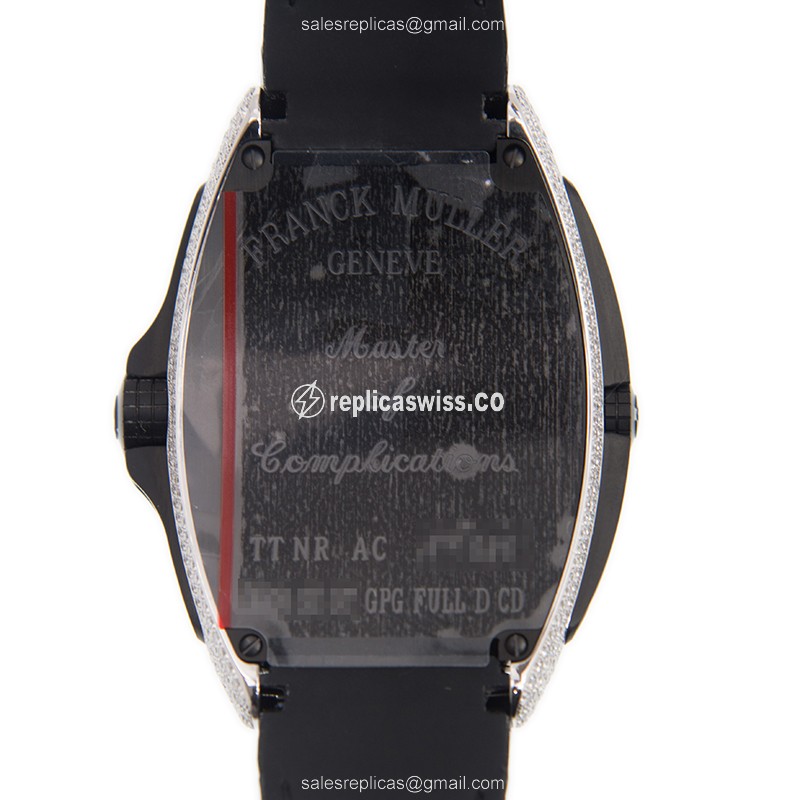Franck Muller 8900 SC DT GPG Full Diamond - Automatic - 18kt White Gold - White Dial - Black Alligator Strap - View 3