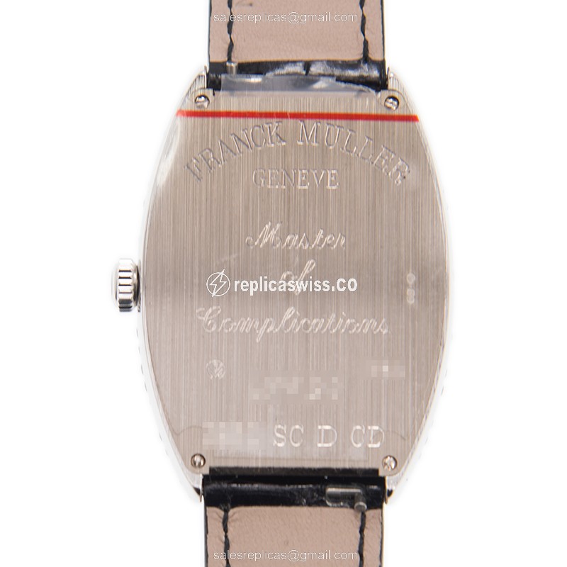 Franck Muller 6850SC D CD Curvex - Auto 18kt White Gold - Diamond - Silver Dial - Black Alligator Buckle - View 3