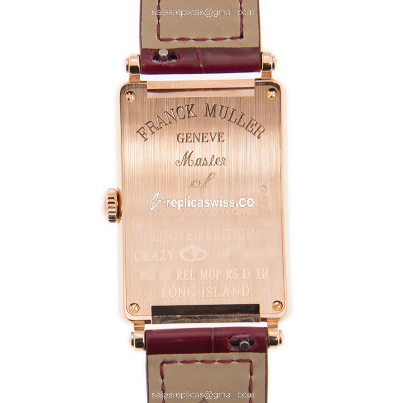 Franck Muller 952 QZ REL MOP RS D 1R CRASY HEART Replica - Quartz - 18kt Gold - White Dial, Diamond Bezel - View 3