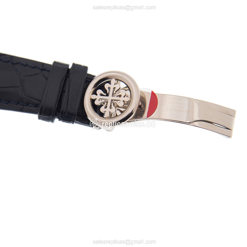 Patek Philippe 5270G-019 Replica - Manual Wind - 18kt Gold - Blue Dial - Alligator Blue Strap - View 4