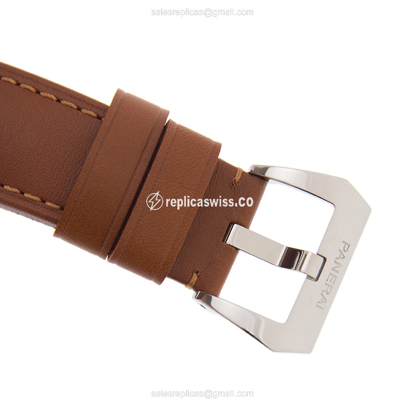 Panerai PAM00778 LUMINOR Replica - Manual - Stainless Steel - White Dial - Brown Leather Strap - View 4