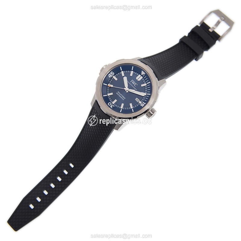 IWC AQUATIMER Replica - Automatic - Blue Dial - Steel Case - Black Rubber Strap - View 2
